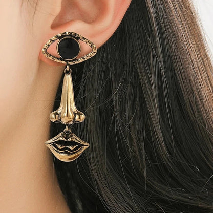 Halloween gothic Personalized Exaggerated Long Style Earrings For Women Vintage Nose Mouth Devil's Eye Fashion Trends Jewelry