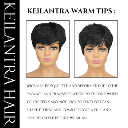 Short Pixie Cut Wig Human HairWigs With Bangs Glueless