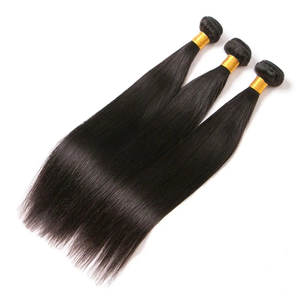 Straight Human Hair Bundles 1/3/4 Piece Brazilian Human Hair Extension Natural Weave Black 1B 24 26 28 30 Inch for Black Women