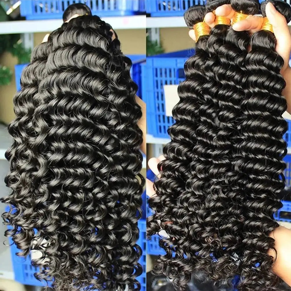 Burmese Curly Bundles 100% human hair Deep Wave  1/3/4pcs Double Drawn Hair Weaving for Sew In or Wig