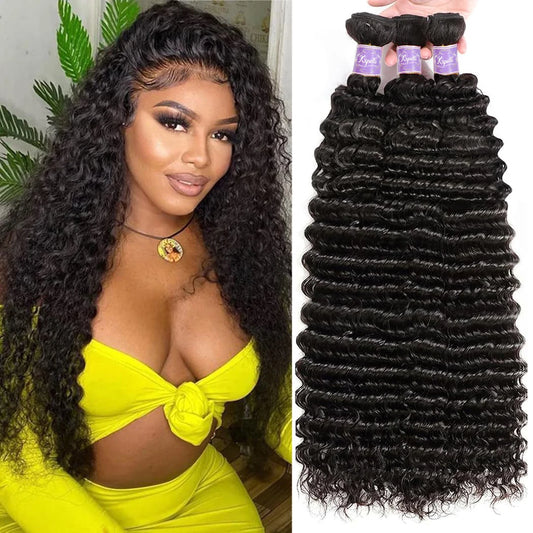 Burmese Curly Bundles 100% human hair Deep Wave  1/3/4pcs Double Drawn Hair Weaving for Sew In or Wig