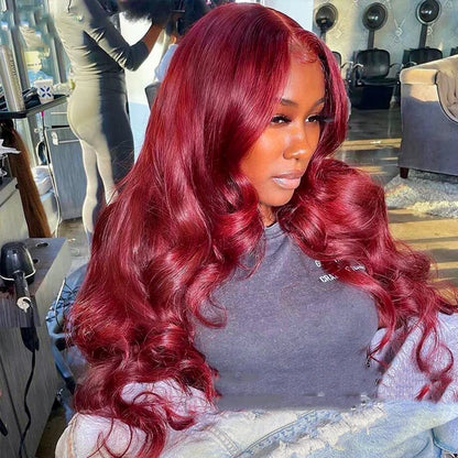 Body Wave Wig Burgundy Lace Front Wig 13x4 13x6 Hd Lace Frontal Wig 360 Full Lace Wig Human Hair Pre Plucked