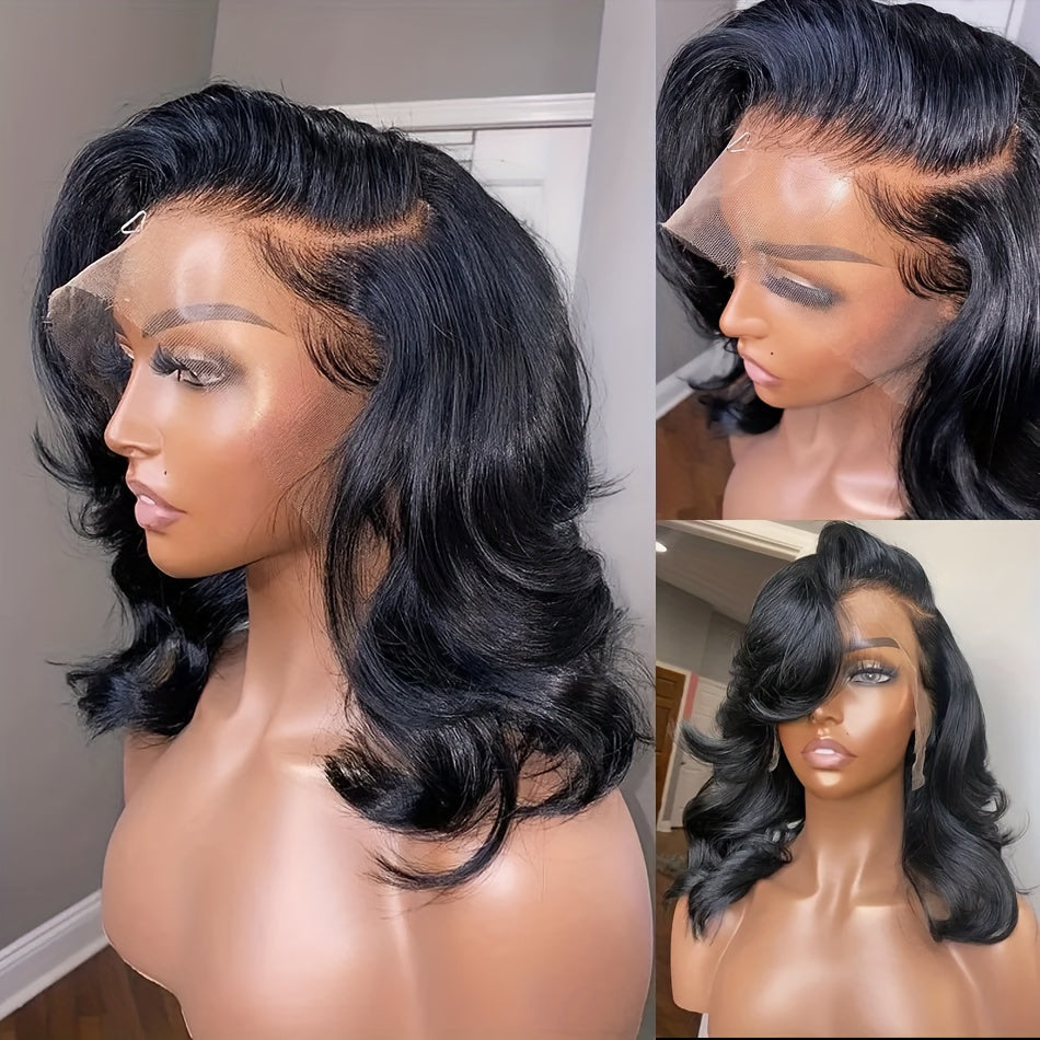 Short Bob 13x4 HD Lace Front Human Hair Wigs For Women Loose Body Wave Glueless Transparent Peruvian Remy Lace Frontal Wigs For Women Lace Closure Wig Pre Plucked