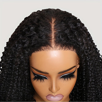 Klaiyi 4c Coily Edge Kinky Curly Skin Melt 7X5 Lace Bye Bye Knots Lace Closure Wig Virgin Human Hair Natural Hairline