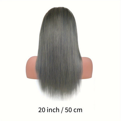 Chic Silvery Grey 13x4 Lace Front Wig for Women - Pre-Plucked Brazilian Human Hair, Easy to Apply with 150% Density