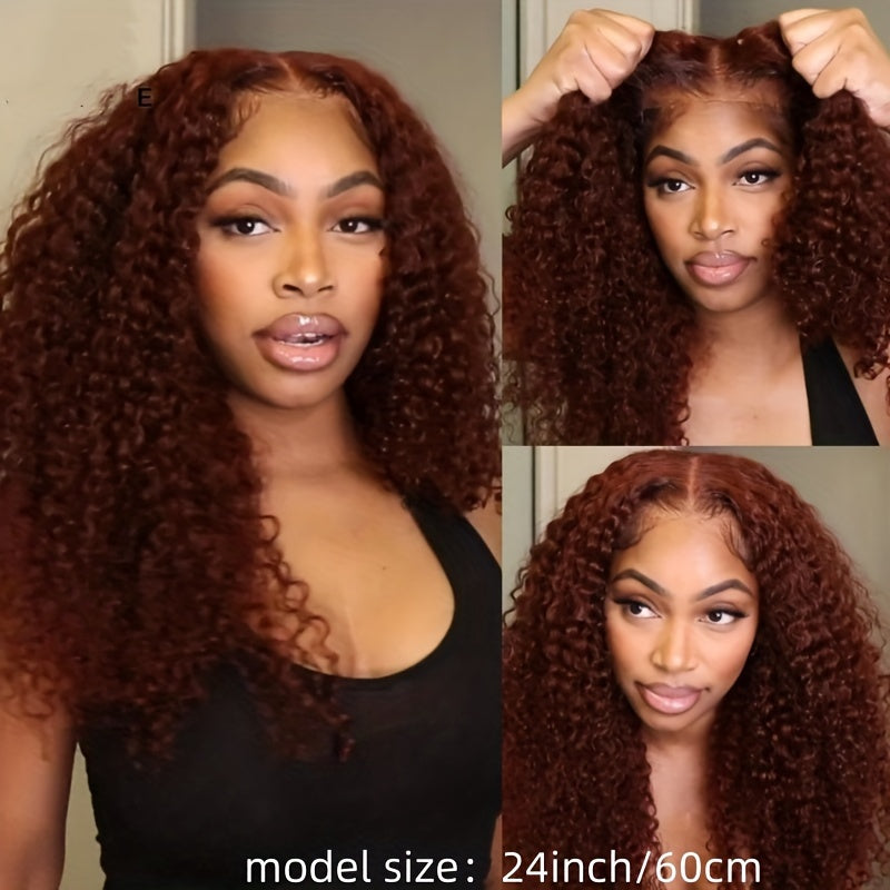 13x4 Glueless Human Hair Pre Everything Lace Frontal Wig, Pre Cut, Pre Bleached, Pre Plucked, Reddish Brown Jerry Curly, 30S Easy To Wear, Bye Bye Knots, Put On And Go KLAIYI Wig