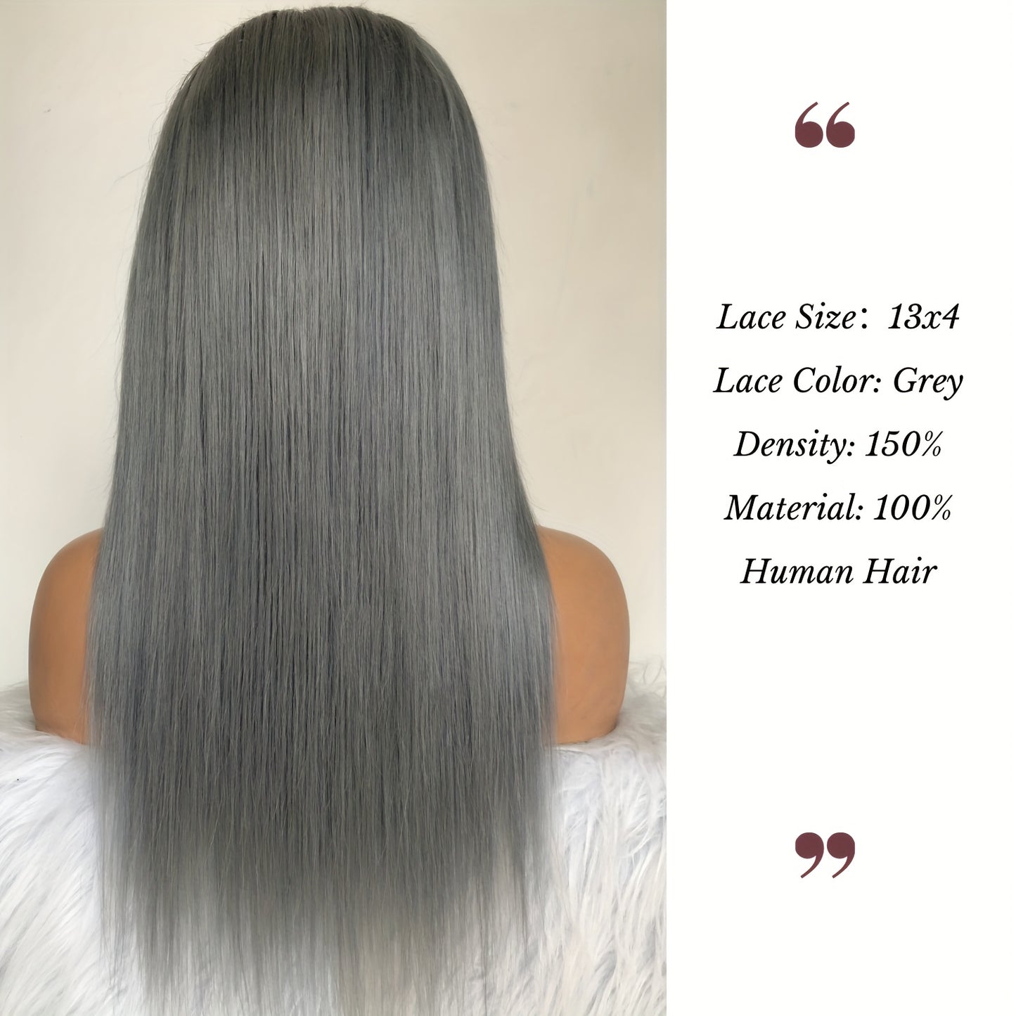 Chic Silvery Grey 13x4 Lace Front Wig for Women - Pre-Plucked Brazilian Human Hair, Easy to Apply with 150% Density