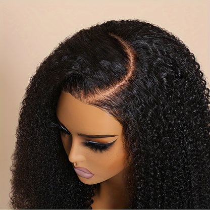 Klaiyi 4c Coily Edge Kinky Curly Skin Melt 7X5 Lace Bye Bye Knots Lace Closure Wig Virgin Human Hair Natural Hairline