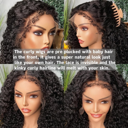 BRYELLE Deep Wave 4C Edges Frontal Wig 13x4 Lace Front Human Hair Wigs Deep Curly Wig Human Hair  Brazilian