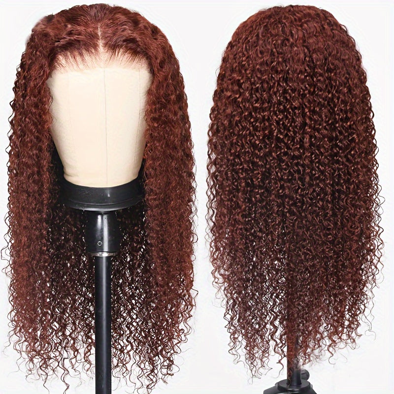 13x4 Glueless Human Hair Pre Everything Lace Frontal Wig, Pre Cut, Pre Bleached, Pre Plucked, Reddish Brown Jerry Curly, 30S Easy To Wear, Bye Bye Knots, Put On And Go KLAIYI Wig