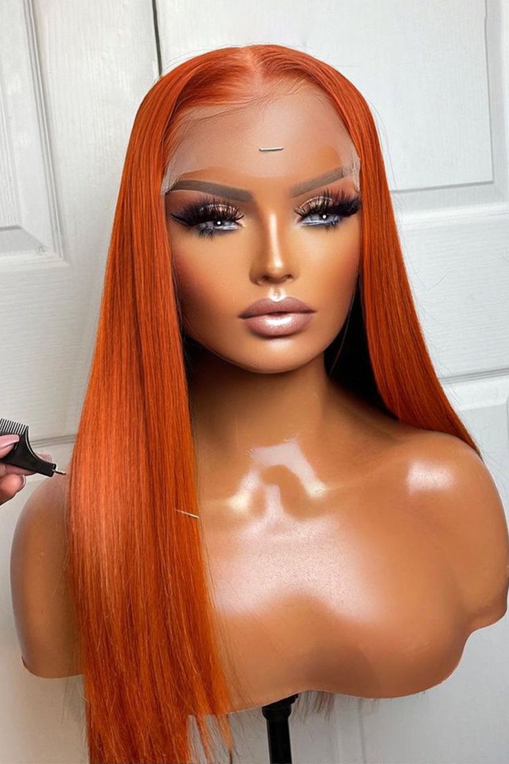 BRYELLE Ginger Orange Lace Front Wigs Raw Human Hair