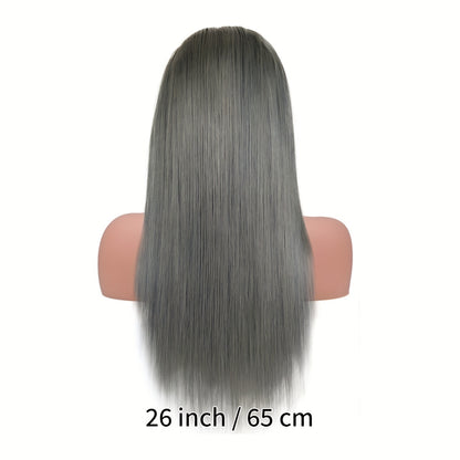 Chic Silvery Grey 13x4 Lace Front Wig for Women - Pre-Plucked Brazilian Human Hair, Easy to Apply with 150% Density