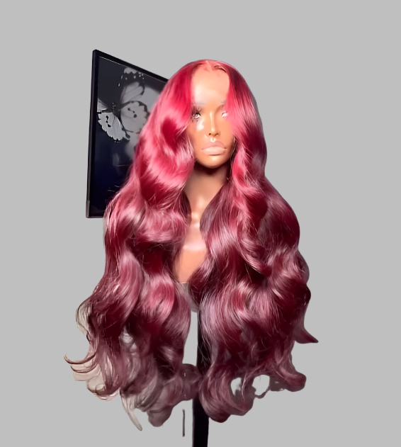 BRYELLE Burgundy HD Lace Closure Glueless Wigs Human Hair Pre Plucked Brazilian Virgin Body Wave Lace Front Wigs Human Hair 200% Density Closure Wig